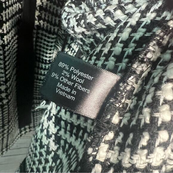 Lane Bryant 18/20 Houndstooth Jacket Peacoat Self Tie Frayed Hem Wool Pockets - Picture 13 of 13